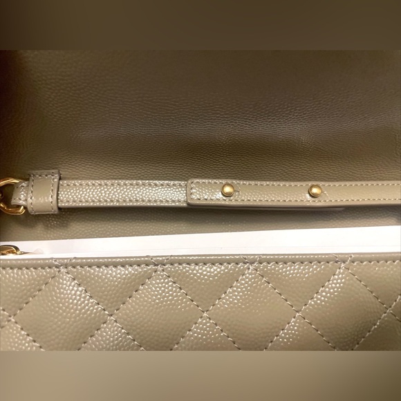 New Saint Laurent YSL Large Wallet on Chain Greyish Brown - Picture 9 of 14